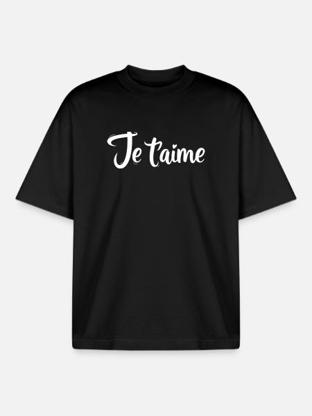 Je t'aime - T-shirt unisexe boxy épais biologique Stanley/Stella - noir