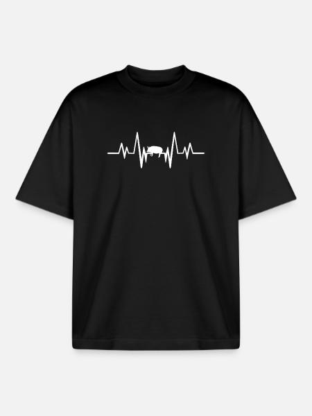 Schwein Herzschlag - Boxy Heavyweight Unisex Organic T-Shirt von Stanley/Stella - Schwarz