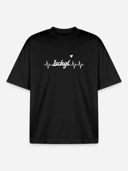 Ischgl Heartbeat – Ski & Beats - Boxy Heavyweight Unisex Organic T-Shirt von Stanley/Stella - Schwarz