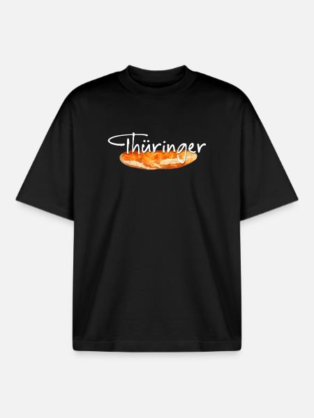 Bratwurst thuringienne - T-shirt unisexe boxy épais biologique Stanley/Stella - noir