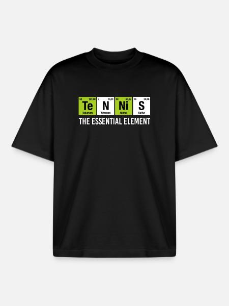 Tennis Essential Element Funny Chemistry - Boxy Heavyweight Unisex Organic T-Shirt by Stanley/Stella - black