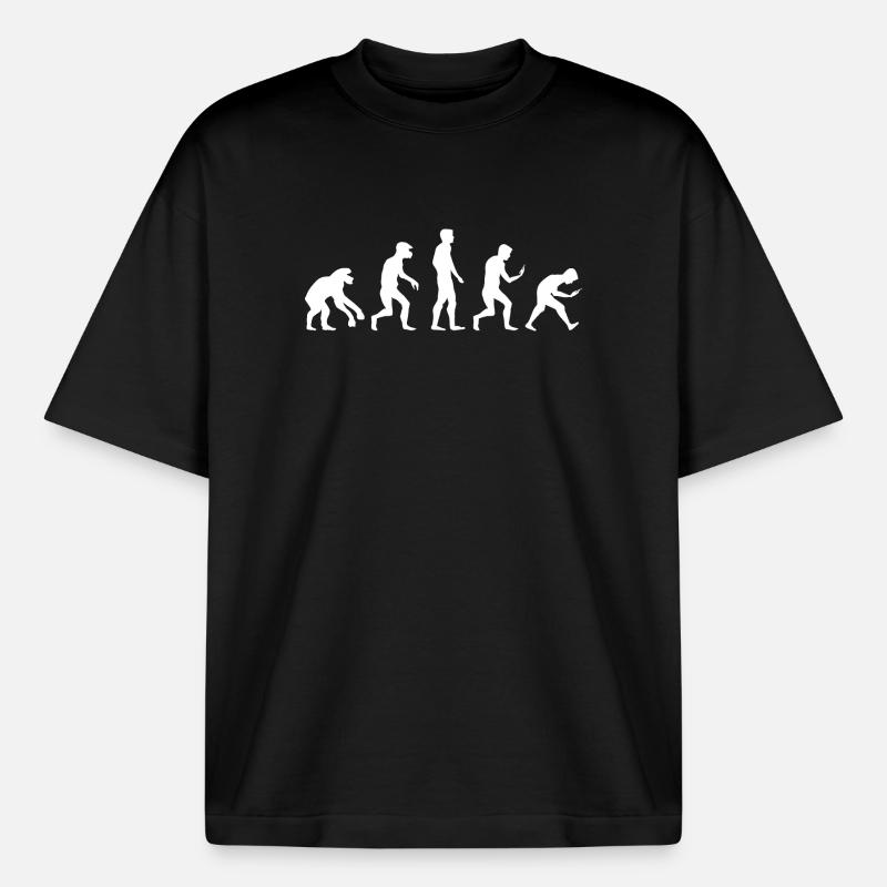 lustige Evolution smartphone handy Sucht Logo - Boxy Heavyweight Unisex Organic T-Shirt von Stanley/Stella - Schwarz