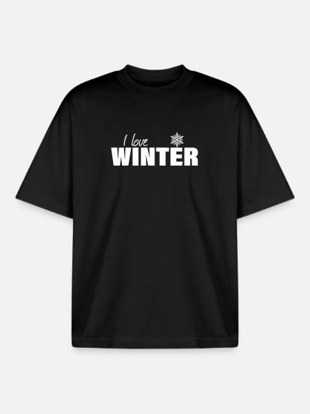 i love winter - Boxy Heavyweight Unisex Organic T-Shirt by Stanley/Stella - black