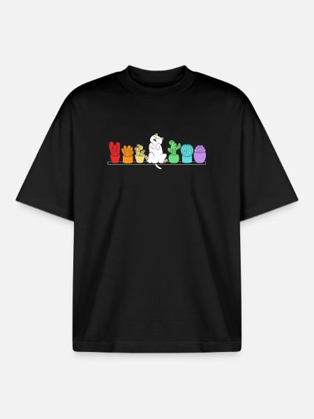 Plant Cactus Cacti - Boxy Heavyweight Unisex Organic T-Shirt by Stanley/Stella - black