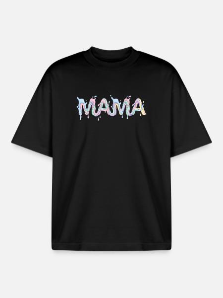 Mom Lettering - Mother's Day - Boxy Heavyweight Unisex Organic T-Shirt by Stanley/Stella - black