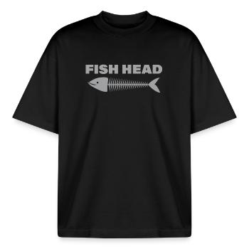 FISH HEAD - Boxy Heavyweight Unisex Organic T-Shirt von Stanley/Stella - Schwarz - Vorne - AI Model Male 185 light (185cm) & AI Model Female 172 dark (172cm)