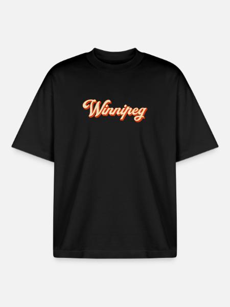 Winnipeg Retro Lettering - Boxy Heavyweight Unisex Organic T-Shirt by Stanley/Stella - black