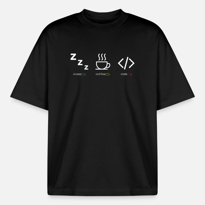 Code Kaffee Schlaf Trio - Boxy Heavyweight Unisex Organic T-Shirt von Stanley/Stella - Schwarz