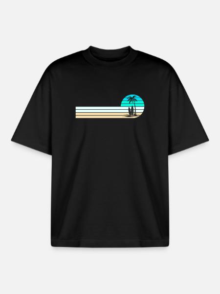 Beach skyline - Boxy Heavyweight Unisex Organic T-Shirt by Stanley/Stella - black