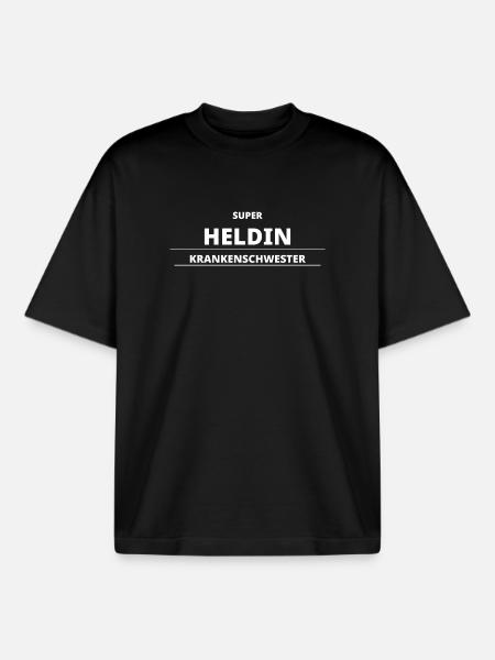 SUPER HELDIN KRANKENSCHWESTER - Boxy Heavyweight Unisex Organic T-Shirt von Stanley/Stella - Schwarz