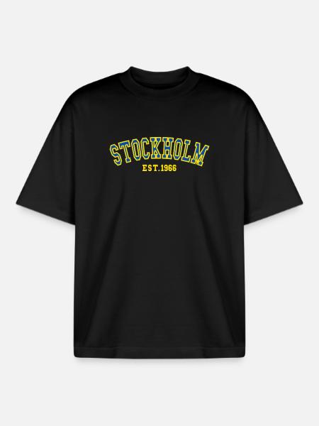 Stockholm Est. 1966 - Boxy Heavyweight Unisex Organic T-Shirt by Stanley/Stella - black
