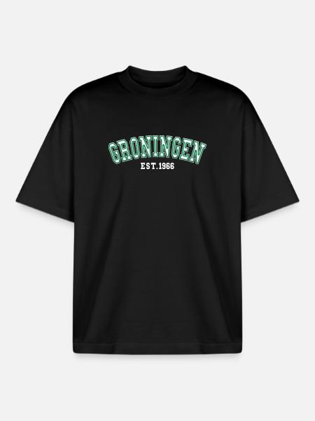 Groningen Est. 1966 - Boxy Heavyweight Unisex Organic T-Shirt by Stanley/Stella - black