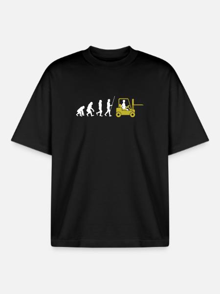 Evolution zum Staplerfahrer - Boxy Heavyweight Unisex Organic T-Shirt von Stanley/Stella - Schwarz
