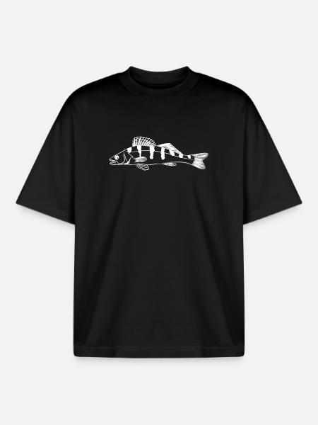 Zander Graphic – Angler Line-Art Design - Boxy Heavyweight Unisex Organic T-Shirt by Stanley/Stella - black