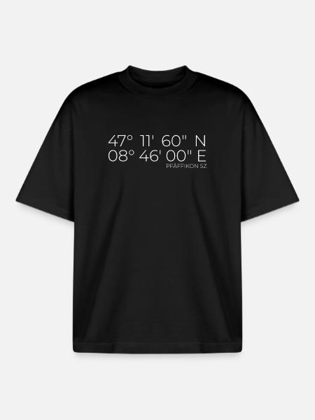 Coordonnées Pfäffikon SZ Zurich - T-shirt unisexe boxy épais biologique Stanley/Stella - noir
