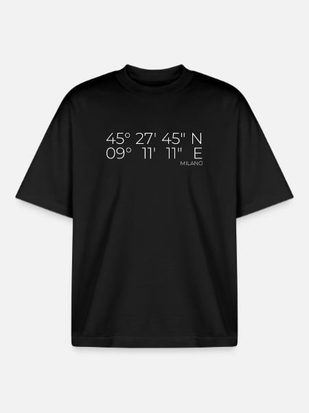 coordinates Milano, Italy - Boxy Heavyweight Unisex Organic T-Shirt by Stanley/Stella - black