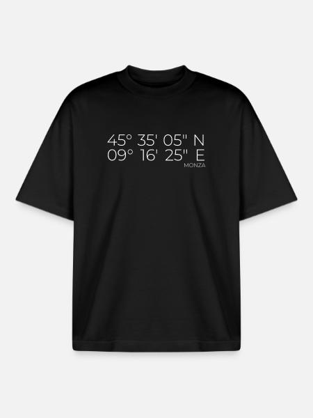 Coordinates: Monza, Italy - Boxy Heavyweight Unisex Organic T-Shirt by Stanley/Stella - black