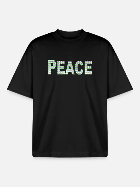 Peace Wort mit Peacezeichen - Boxy Heavyweight Unisex Organic T-Shirt von Stanley/Stella - Schwarz