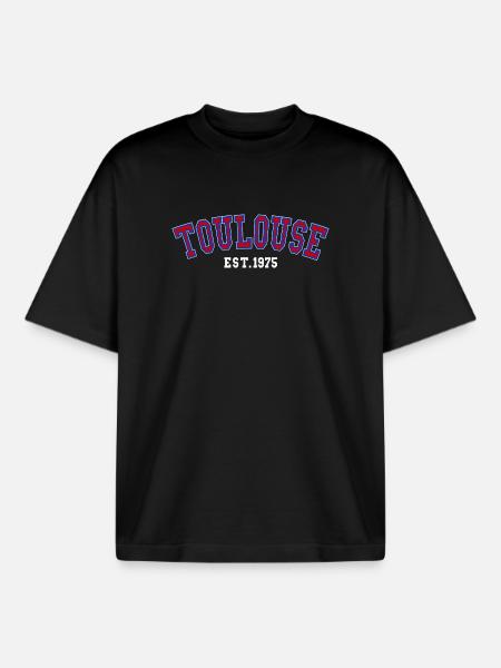 Toulouse Est. 1975 - Boxy Heavyweight Unisex Organic T-Shirt by Stanley/Stella - black