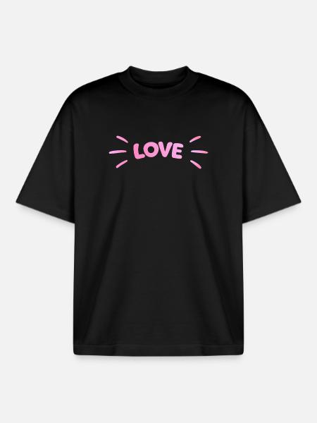 Love Pink Luminous - Boxy Heavyweight Unisex Organic T-Shirt by Stanley/Stella - black