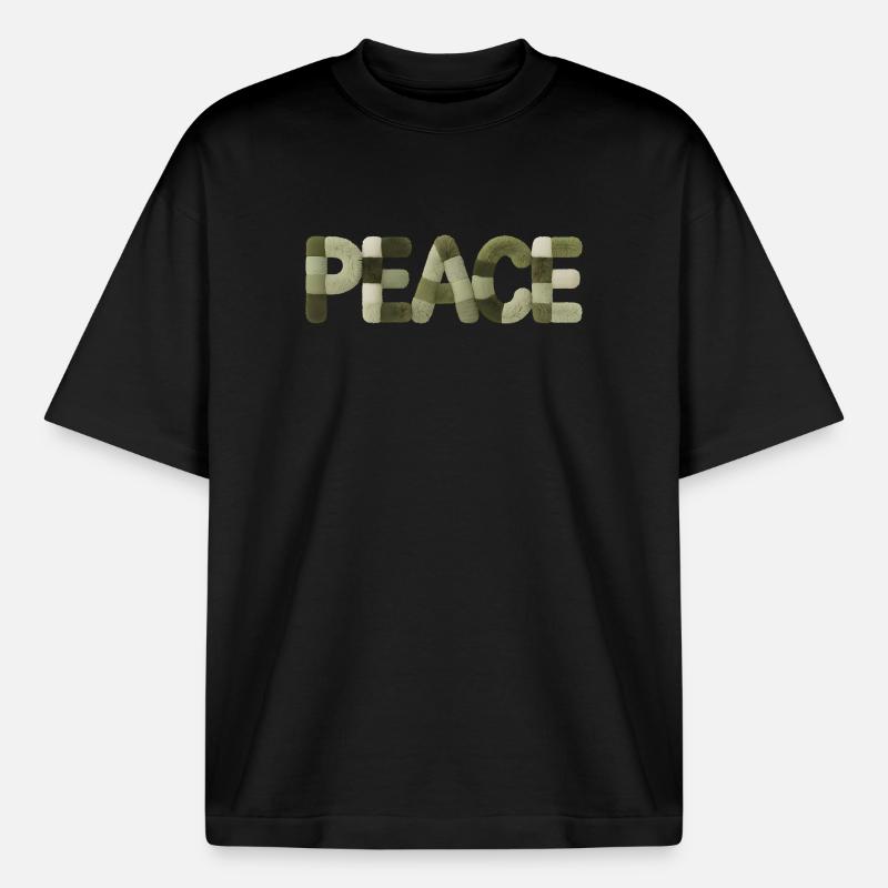 Modern Patchwork Peace Style Sticker - Boxy Heavyweight Unisex Organic T-Shirt by Stanley/Stella - black