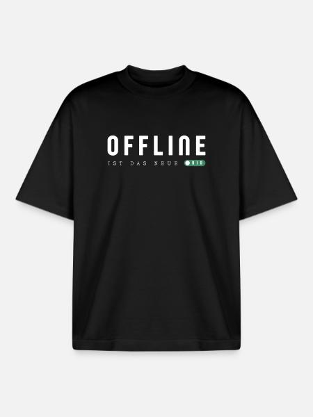 Offline is the new bio - Boxy Heavyweight Unisex Organic T-Shirt by Stanley/Stella - black