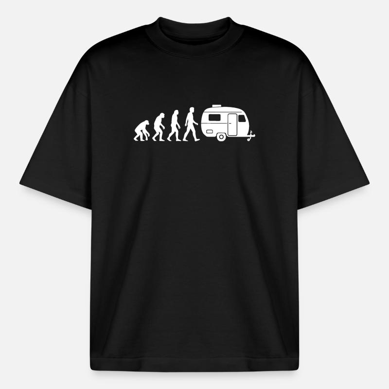 Wohnwagen Evolution Camper Camping - Boxy Heavyweight Unisex Organic T-Shirt von Stanley/Stella - Schwarz