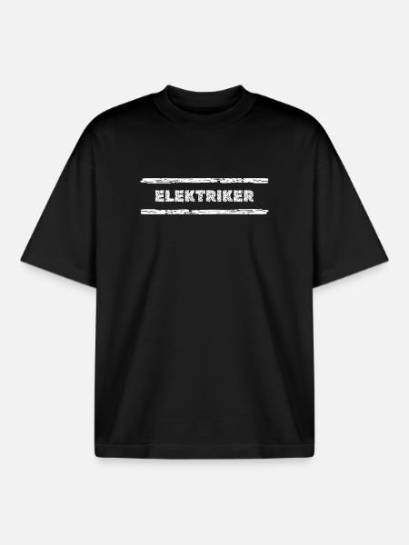 Electrician Glitch Font - Boxy Heavyweight Unisex Organic T-Shirt by Stanley/Stella - black