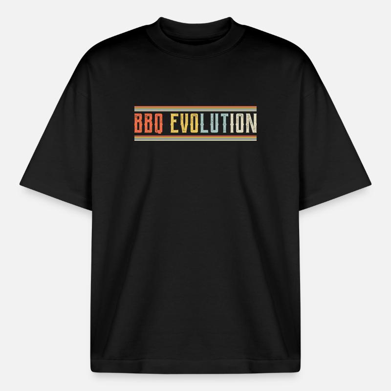 BBQ Evolution Design - Boxy Heavyweight Unisex Organic T-Shirt by Stanley/Stella - black