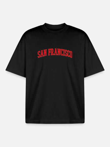 San Francisco Arch Lettering - Boxy Heavyweight Unisex Organic T-Shirt by Stanley/Stella - black
