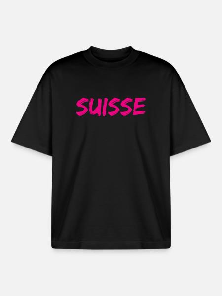 SUISSE. PAYS - T-shirt unisexe boxy épais biologique Stanley/Stella - noir