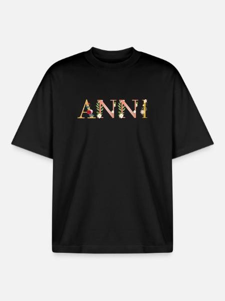 ANNI Name mit Blumen geschmückt - Boxy Heavyweight Unisex Organic T-Shirt von Stanley/Stella - Schwarz