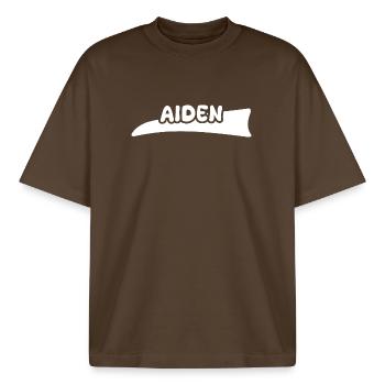 Geschenk für Aiden - Boxy Heavyweight Unisex Organic T-Shirt von Stanley/Stella - Dunkelbraun - Vorne - AI Model Male 185 light (185cm) & AI Model Female 172 dark (172cm)