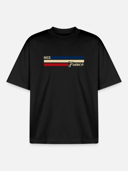 France - Nice - Nizza - Frankreich - Flagge - Boxy Heavyweight Unisex Organic T-Shirt von Stanley/Stella - Schwarz