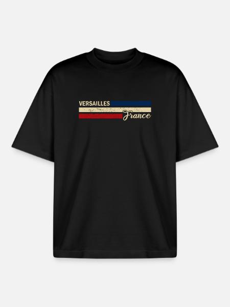 France - Versailles - France - Flag - Boxy Heavyweight Unisex Organic T-Shirt by Stanley/Stella - black