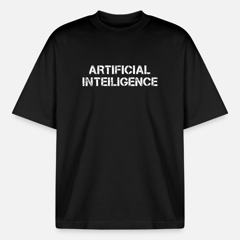 Artificial Intelligence Text Grunge Vektor - Boxy Heavyweight Unisex Organic T-Shirt von Stanley/Stella - Schwarz