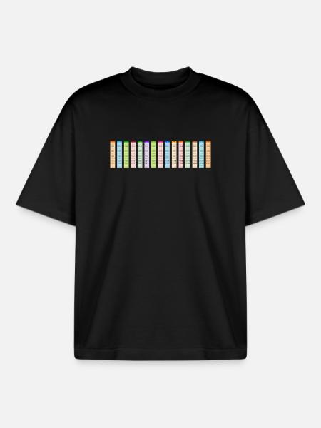Nummerierte bunte Multiplikationstabelle 15x15 - Boxy Heavyweight Unisex Organic T-Shirt von Stanley/Stella - Schwarz