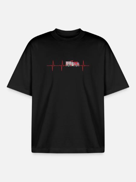 Brandvæsenets heartbeat brandmand - Stanley/Stella unisex boxy heavyweight T-shirt økologisk - sort