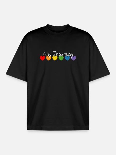 Rainbow heart my journey white - Boxy Heavyweight Unisex Organic T-Shirt by Stanley/Stella - black