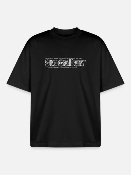 Schweizer Städte St Gallen - Boxy Heavyweight Unisex Organic T-Shirt von Stanley/Stella - Schwarz