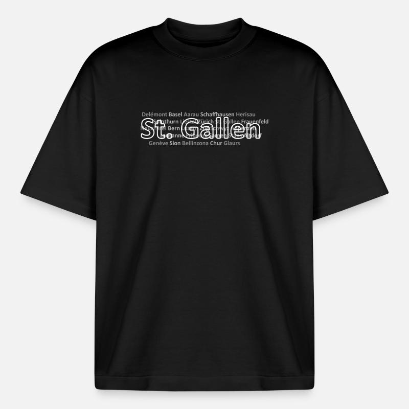 Schweizer Städte St Gallen - Boxy Heavyweight Unisex Organic T-Shirt von Stanley/Stella - Schwarz