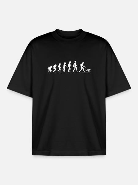 Evolution of Man and Canine - Boxy Heavyweight Unisex Organic T-Shirt by Stanley/Stella - black