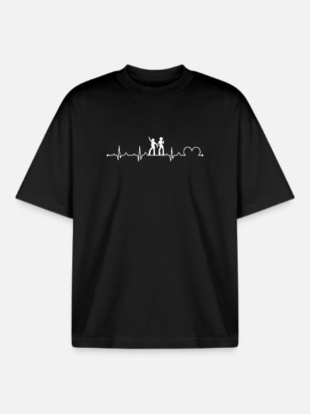 Disco Heartbeat Lifeline Retro Dance Pulse - Boxy Heavyweight Unisex Organic T-Shirt by Stanley/Stella - black