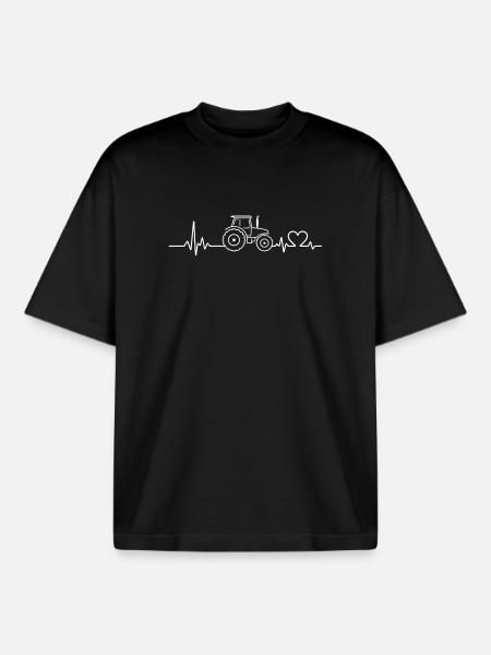 Tractor pulse ECG heart rate - Boxy Heavyweight Unisex Organic T-Shirt by Stanley/Stella - black