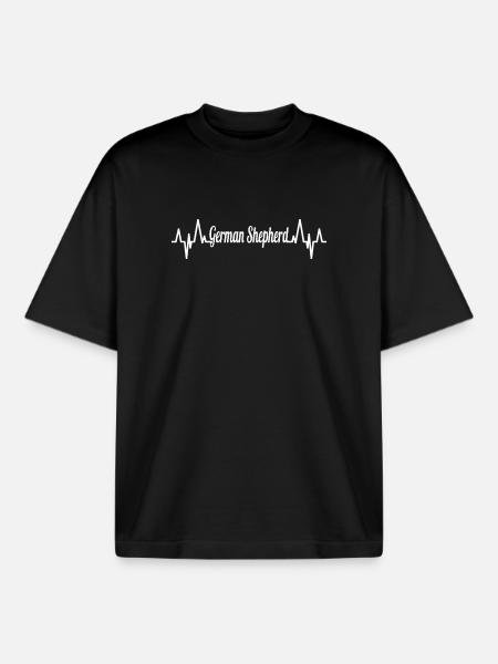 German Shepherd Heartbeat - Boxy Heavyweight Unisex Organic T-Shirt by Stanley/Stella - black