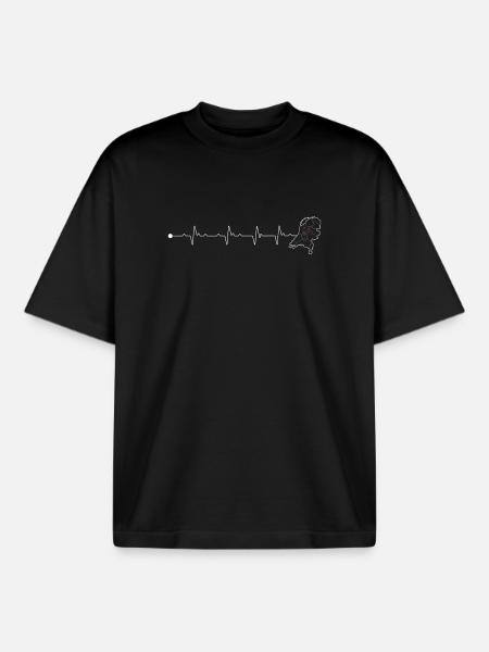 Eurobeat Heartbeat Map Tee - Boxy Heavyweight Unisex Organic T-Shirt by Stanley/Stella - black