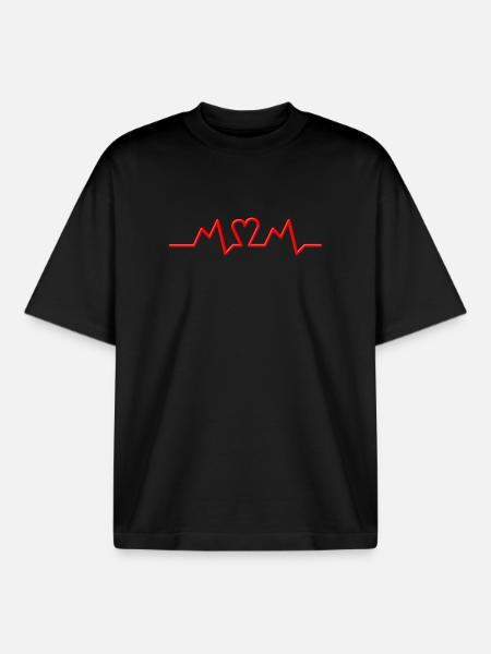 Heart Beat MOM V.2 Gift - Boxy Heavyweight Unisex Organic T-Shirt by Stanley/Stella - black