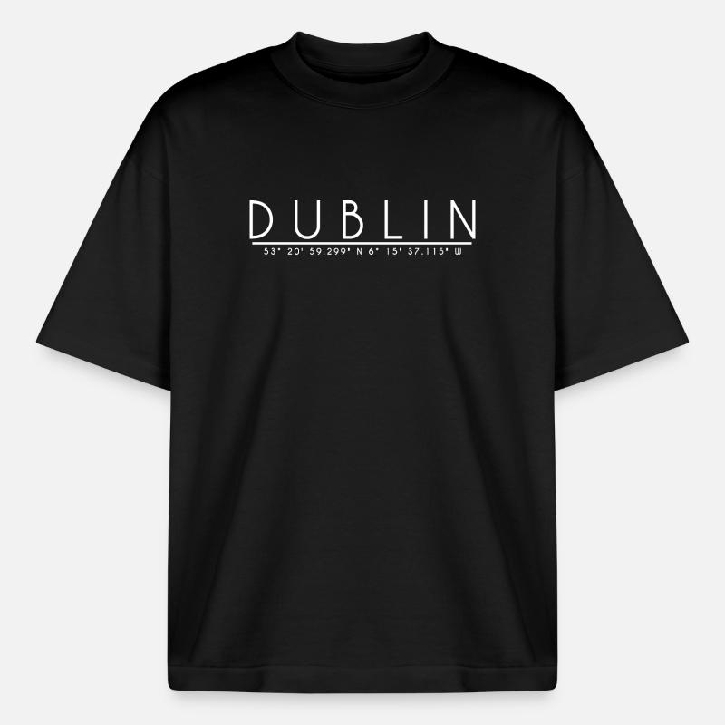 DUBLIN Coordinates Design - Boxy Heavyweight Unisex Organic T-Shirt by Stanley/Stella - black