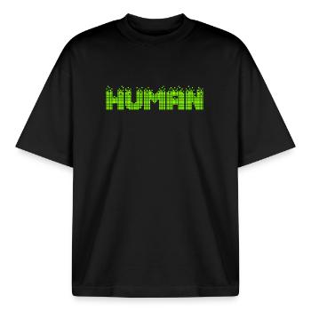 HUMAN Neon Pixel Glitch - Boxy Heavyweight Unisex Organic T-Shirt von Stanley/Stella - Schwarz - Vorne - AI Model Male 185 light (185cm) & AI Model Female 172 dark (172cm)