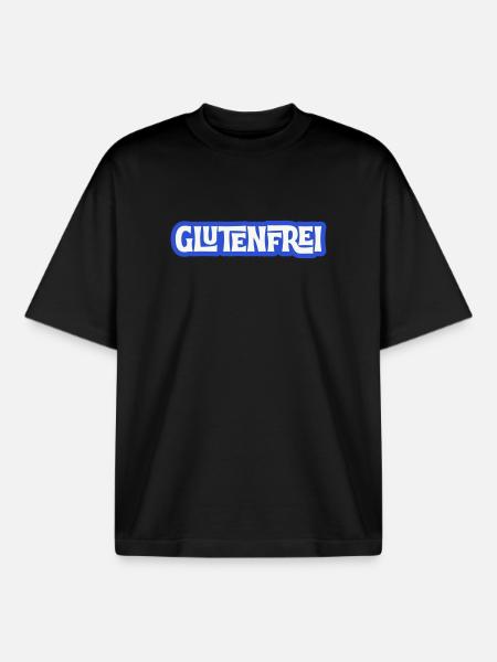 Glutenfrei Logo Blau Statement - Boxy Heavyweight Unisex Organic T-Shirt von Stanley/Stella - Schwarz